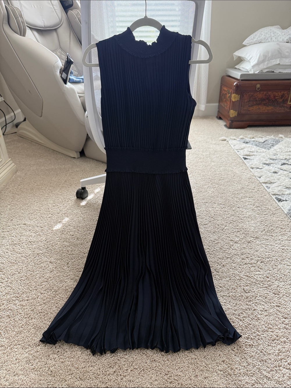Nanette Lepore navy Sleeveless Pleated Midi Dress